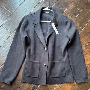 Elie Tahari Navy Knit Blazer Jacket